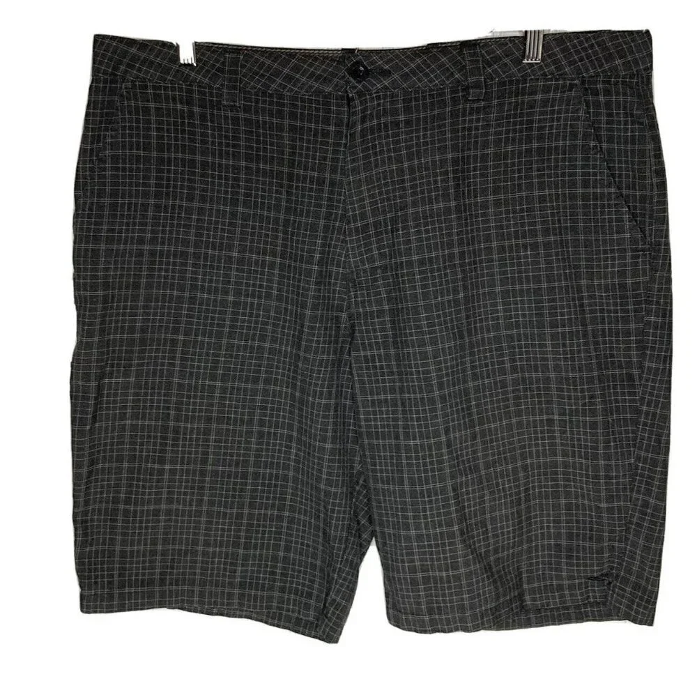 O'Neill Gray Window Pane Plaid Mens 38 Flat Front Casual Bermuda Golf Shorts